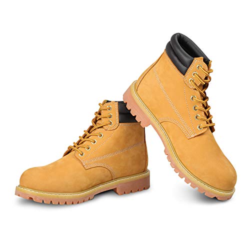 Jacata Men's Water Resistant Leather Work Boot Rubber Sole Construction Oil Resistant Utility Industrial Boots (Size 8.5) #TOP3