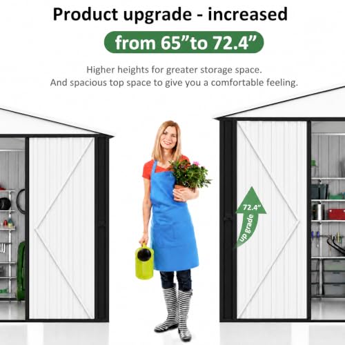Image of Polar Aurora 6x8 FT Outdoor Storage Shed | Metal Garden Shed with Updated Frame Structure, Tool Sheds for Backyard Garden Patio Lawn, White