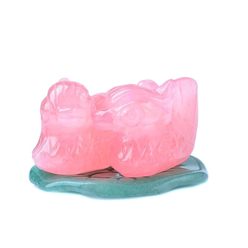 NIBHZ Figurina di Anatra mandarina in Quarzo Rosa Naturale