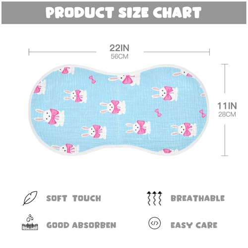4 Pack Baby Burp Cloths, Soft Absorbent Burping Cloths for Babies, Cotton Milk Spit Up Rags, Large Size for Newborns, Baby Boys and Girls (Bunny Bow Pattern)4