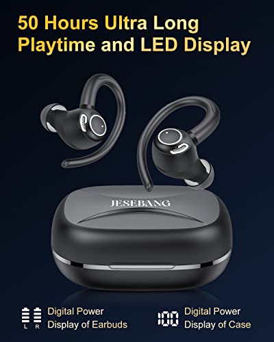 Auriculares-Inalambricos-Deportivos-Auriculares-Bluetooth-53-con-HD-Microfono-Sonido-Premium-40H-de-Reproduccion-Pantalla-LED-Comodos-de-Llevar-Cascos-Inalambricos-con-Gancho