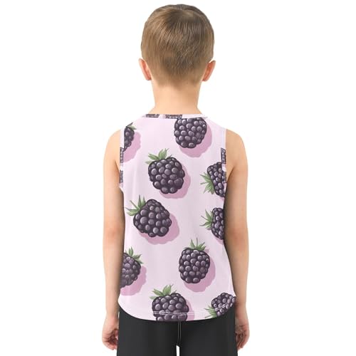 JUNZAN Sweet Blackberries Fruit Blush Tank Tops for Boys Sleeveless Teens Vest Kids Active Shirt for Biking Jogging Beach 3T3
