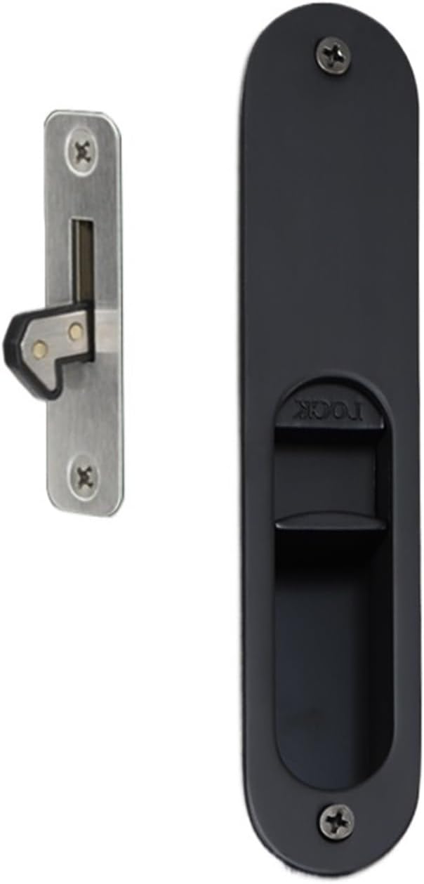 Sliding Door Lock Invisible Push-Pull Hook Embedded Bathroom Kitchen Concealed Indicator Handle(Red Bronze)