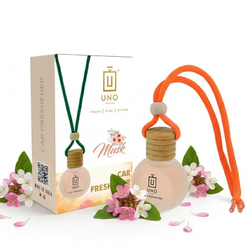UNO Aroma Musk Hanging Car Air Freshener | 15ml, Pack of 1 | Luxury, Organic Toxin-Free, Alcohol-Free, Perfume | Car Accessories for fresh Aroma | Long Lasting Fragrance