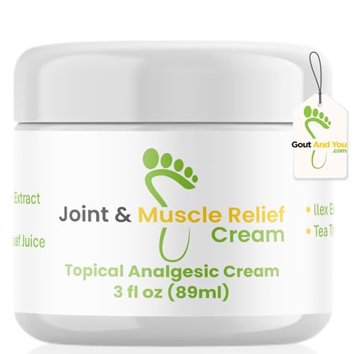 Gout and You Joint & Muscle Relief Cream - Fast Acting Joint Discomfort and Muscle Ache Relieving Rub with Arnica/Ilex Leaf Extract Aloe Vera and Tea Tree Oil