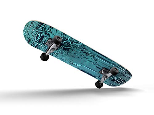 DesignSkinz - Decorative and Protective Scratch Resistant Skin Vinyl Wrap Kit for Skateboard Decks - Electric Circuit Board V5
