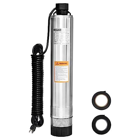 WASSERMANN 4" Septic Pump Water Submersible Effluent/Cistern Bottom Suction Pump with 33FT Cable,3/4HP,115V/60HZ,32GPM,174FT Head,Stainless Steel Septic pump for septic tank Cover