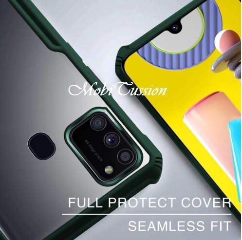 Image of MOBITUSSION Polycarbonate Shockproof Transparent Slim Back Cover For Samsung M30S /Samsung M21 (Green)