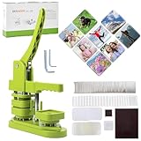 Photo Magnet Making Machine, Button Press Machine for 2 Inches / 50mm Square Fridge Magnetic Stickers, 100 Sets of Button Maker Supplies, Badge Maker Kit for Home School DIY Crafts, Business (Green)