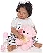 GAOFQ 22 Pouces 55 Cm Reborn Baby Doll African American Boys Black Baby réaliste Silicone Vinyle 22 Pouces à la Main pondéré Mignon poupées Aimant Gratuit Sucette Meilleur Cadeau, Un