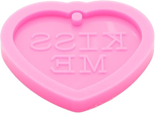 Miniatura 3 de Alas de ángel brillante en forma de corazón con palabras KISS ME Palabras de silicona moldes de resina de silicona DIY llavero hecho a mano joyería