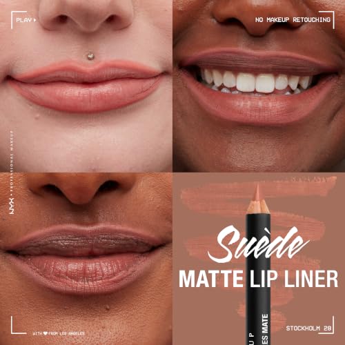 Image of NYX PROFESSIONAL MAKEUP Suede Matte Lip Liner, Velvety-Smooth, Long-Lasting Formula For A Defined Lip Makeup Look - Stockholm (Pink)