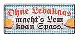 Leberkäs Blechschild - lustiges Retro Deko Metallschild - Schild für Feinschmecker Genießer und Gourmets - Dekoration für Küche Lokal Restaurant Wirtshaus Gasthof Imbiss - 28x12cm