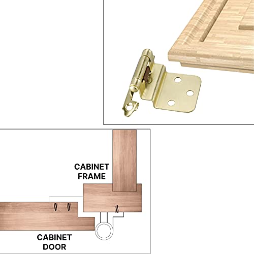 Haliwu 3/8 Inch Gold Cabinet Hinges, Brass Cabinet Hinges Inset Hinges For Kitchen Cabinet Soft Closing Hinges Cabinet Door Hinges(10 Pairs) #TOP2