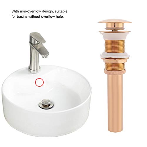 Kuuleyn Pop Up Waste Stopper,G1 1/4" Brass Bathroom Basin Sink Pop Up Drain Assembly Non-Overflow(Rose Gold) - Image 3