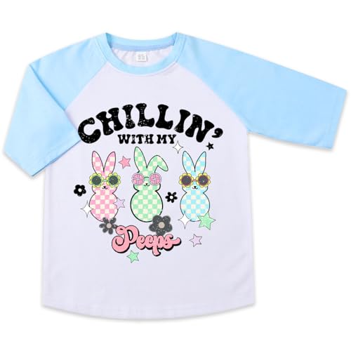 Toddler Easter Shirt 3/4 Sleeve Raglan Easter Clothes for Kids One Cool Peep Easter Clothes for Boys Girl 2-7 Years