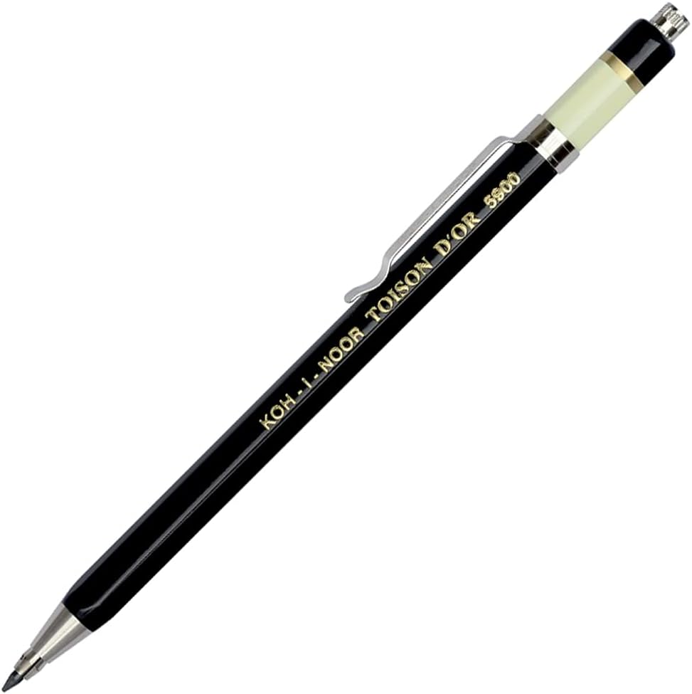 Koh-I-Noor Toison d'Or Lead Holder with Clip, 2mm x 120mm Lead, Black, 1 Each (5900CN1005KK)