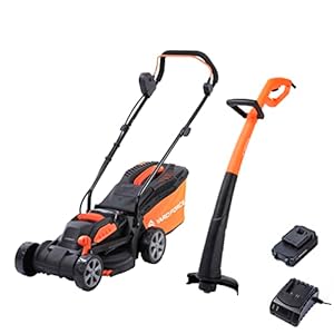 Yard Force 20V 5.0Ah 33cm Cordless Lawnmower with 30L Grass Bag and 25cm Grass Trimmer with Lithium-Ion Battery & Charger - LM C33B & LT C25B