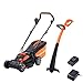 Yard Force 20V 5.0Ah 33cm Cordless Lawnmower with 30L Grass Bag and 25cm Grass Trimmer with Lithium-Ion Battery & Charger - LM C33B & LT C25B