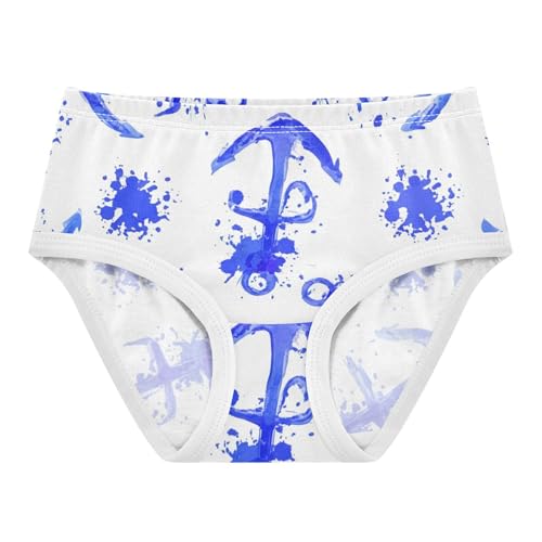 Blue Anchors Paint White Nautical Girls Underwear Toddler 2t Cotton Panties Little Girl Pattern Briefs Kids Undies
