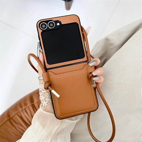 Étui en cuir pour Samsung Galaxy Z Flip 6 et 5 une protection élégante marron foncé