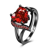 Otisfre Custom Engraved Couple Rings Set Promise Rings for Red Matching Wedding Rings for Couples Engagement Rings Sets Celtic Dragon Tungsten Ring Red Ruby Rings for Women,Size 5-13 (Women's)