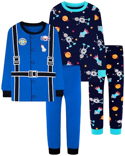 Image of DAUGHTER QUEEN Boys Pajamas 4 Pieces Long Set 100% Cotton Sleepwear Size 18 Months-12 Years