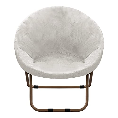 GAMUKAI Velvet Papasan Chair Cover Slipcover – Stretch Round Saucer Cushion Cover, Fits 37-48 Inch, Washable Furniture Protector for Living Room, Dorm, Nursery (White, Large)