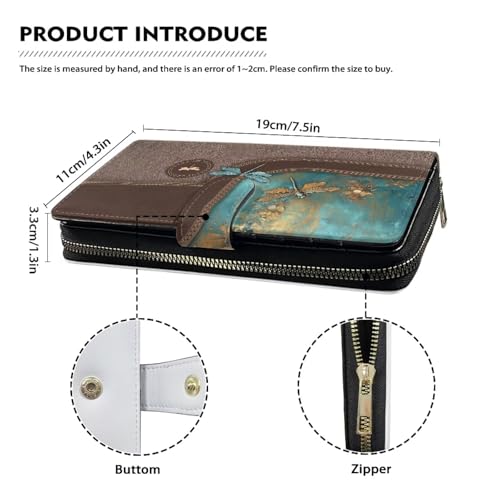 Image of COEQINE Ladies Wallets Pink Leopard Heart Black Printed Leather Phone Long Clutch Purses Check Coin Change Holder