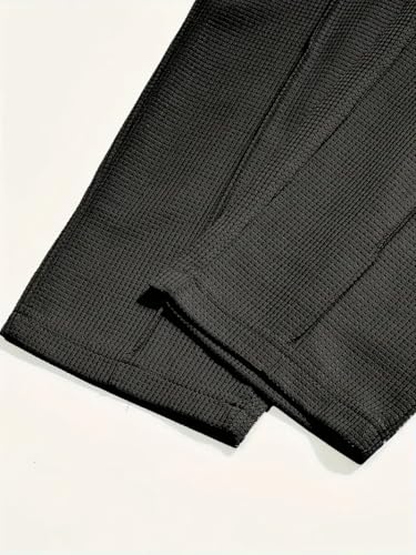 Image of Jawdrobe Men's Waffle-Check Co-Ord Set | Self-Textured Collar Top | Drawstring Jogger Pants | Cotton-Blend Loungewear /Night-Suit | Casual Travel & Streetwear Two-Piece