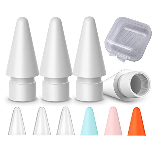 Puntas para Apple Pencil,【4 PCS】 Punta de Repuesto Compatible con Apple Pencil 1.ª Generación y 2.ª Generación, Puntas de Lápiz de Apple iPad Pro con 6 Tapas de Silicona y 1 Caja de Almacenaje’ Cover