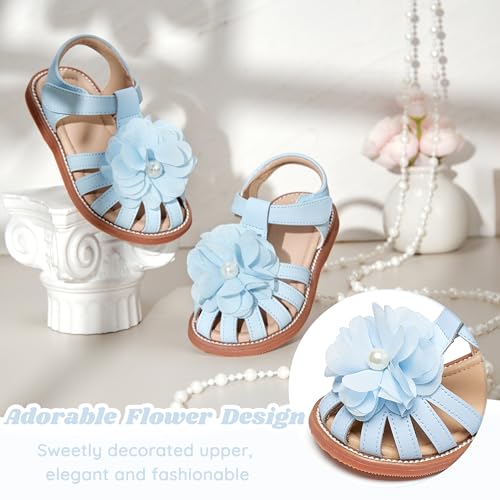 Image of Flaryzone Girls Sandals Closed Toe Summer Flats Dress Sandals Shoes Toddler /Little Kid