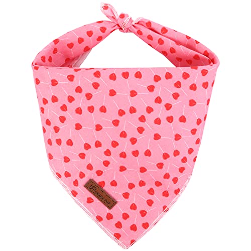 Image of Valentine's Dog Bandana, Valentine Triangle Bid Scarf for Girl Boy Small Medium Dogs or Cats, Adorable Puppy Wedding & Valentine's Bandana, Cute Soft Cotton Pet Kerchief