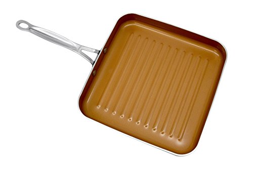 Gotham 10.5&rdquo; Square Aluminum Grill Pan with Nonstick Surface