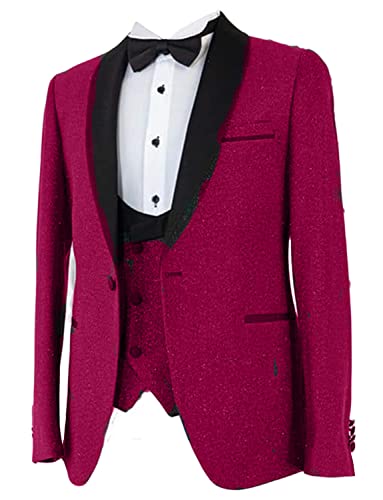 Ulnomio Men's Brilliant Silk Suit Blazer One Button Shawl Lapel Tuxedo Jacket for Wedding Homecoming