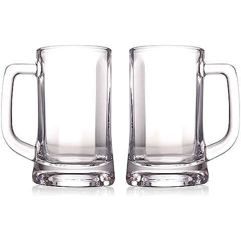 BothEarn Dimple Beer Mug Set of 2 - Clear Heavy Thick Pub Glass with Large Handle - Stein Cup for Craft Beer Lover,12 oz Cover