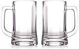 BothEarn Dimple Beer Mug Set of 2 - Clear Heavy Thick Pub Glass with Large Handle - Stein Cup for Craft Beer Lover,12 oz