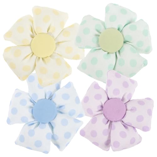 Fleurs en tissu pour bandeaux et broches | Lot de 4 fleurs à pois pour loisirs créatifs DIY