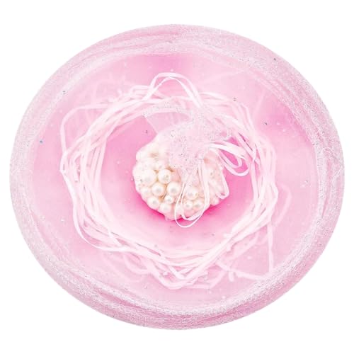 RTRTGS 50 pcs tulle drag es Voile de Tulle Rond Organza Pailleté Sachet Bonbons Pochette Dragées Bijoux Perle Cadeau Faveur Invités Décoration Mariage...