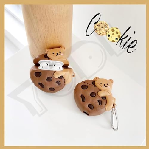 Image of Dezet Cute Soft Silicone Pouh Case for Airpods Pro GEN-2 (2022) � 3D Cartoon Animal Character Cover with Keychain Ring, Shockproof & Dustproof Protective Case for Kids & Girls (BISCUT Bear)