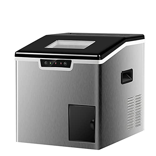 Máquina fabricadora de hielo de auto-limpieza para encimera, 18 cubos en 8 minutos, portátil y compacta, con cucharón y canasta para hielo, acero inoxidable, ideal para hogar/cocina/oficina/bar, color plata