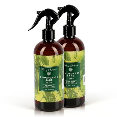 Abbey & Sullivan Linen Spray, Lemongrass Sage, Fabric Freshener and Fragrance Room Spray, Pack of 2, 16 oz