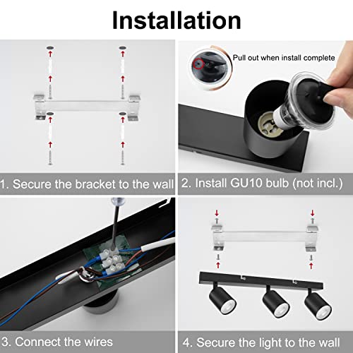 Dehobo Led Deckenstrahler Schwenkbar 350° 3 Flammig Deckenleuchte GU10 - Wandstrahler Schwarz - Spotlight Lampe Deckenlampe für Wohnzimmer Schlafzimmer Küche, Nein GU10 Leuchtmittel