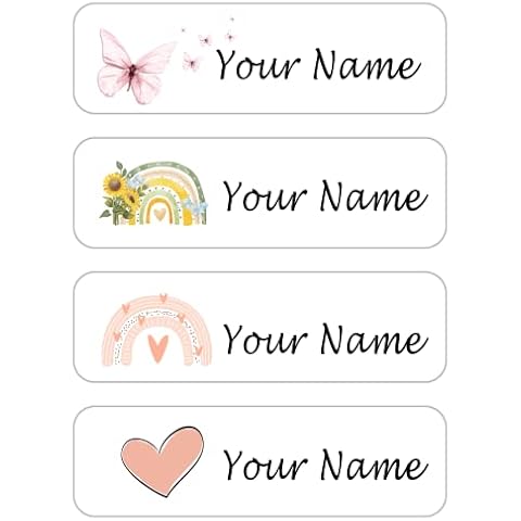 Custom Waterproof Dishwasher Safe Kid Name Labels for Daycare(128 Pack), Camp, School Supply, Baby Bottles, Lunch Boxes and Cups, Travel. Cute Personalized Design Name Stickers (Pattern 9) Cover