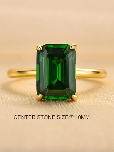 3.0CT Elongated Emerald Cut Engagement Ring,Emerald Solitaire Simulated Diamond Ring,925 Sterling Silver Promise Wedding Ring2