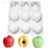 Apple Shaped Silicone Mold, 6 Cavity Food Grade Baking Mold for Cake Mousse Ice Cream Chocolate Candy, DIY Handmade Soap Aromatherapy Candle Making Tool