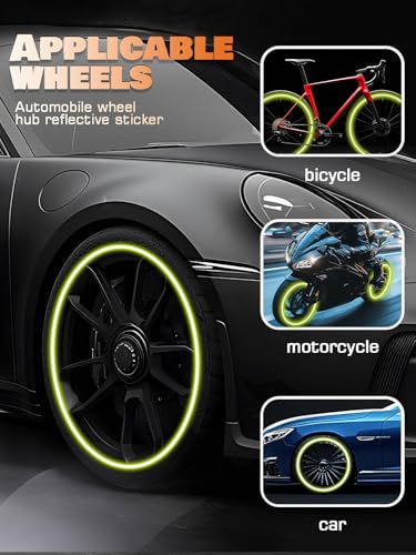 Image of 20PCS Car Wheel Reflective Decorative Strip,Night Safety Warning Stickers,Cars,Motorcycles,Bicycles are Applicable, Colorful and Diverse, a Street the Most Beautiful Car (Yellow)