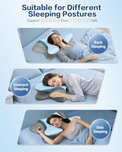 Cervical Neck Pillow for Pain Relief - Ergonomic Side Sleeper Pillow for Sleeping, Cooling Memory Foam Pillows for Neck Support, Orthopedic Pillow Contour Bed Pillow for Back Stomach Sleepers — view 6