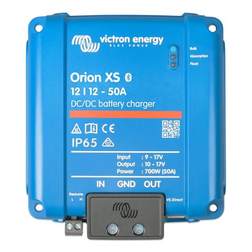 Victron Energy Orion XS Smart DC to DC Battery Charger 12/12 50A (700W) - ORI121217050- With EMC improvements - IP65 Dust & Waterproof - Fully Configurable - Remote Management Possible