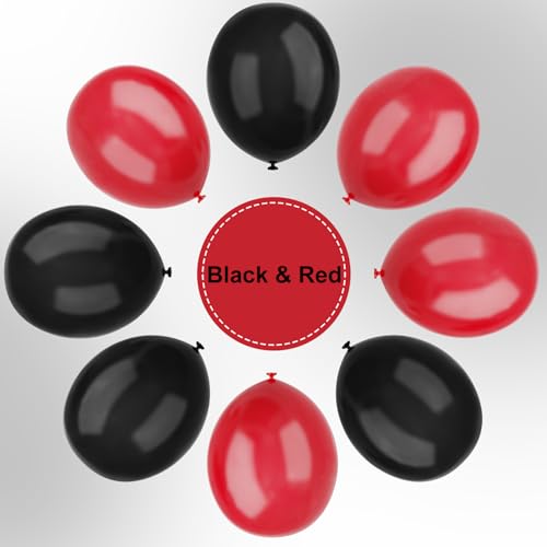 Image of Red and Black Latex Balloons, 67 12 Inch Black and Red Party Balloons for Birthday, Graduation, BBQ Casino, Poker Card Party Decoration